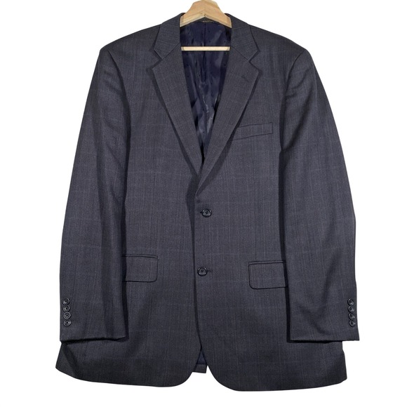 Joseph & Feiss Other - Joseph & Feiss Gold Mens 44L Classic Fit Grey Herringbone Windowpane Blazer Wool